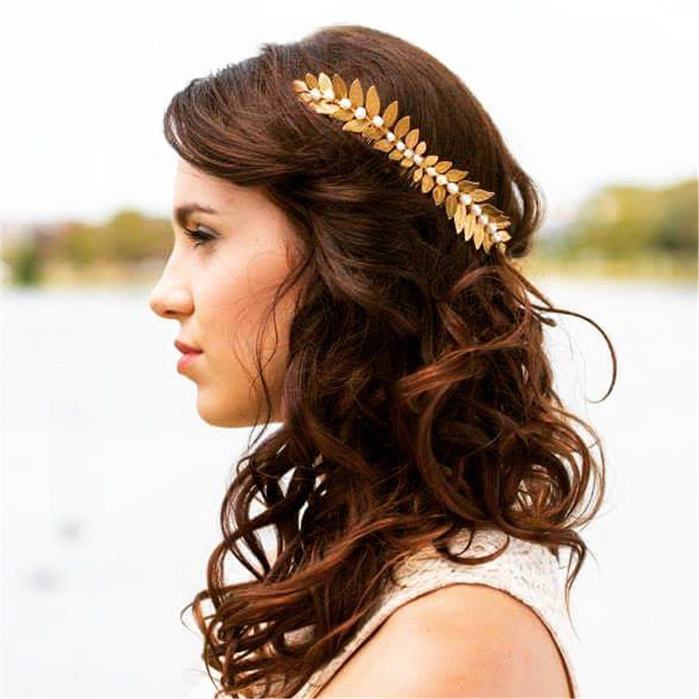 Golden Leaves Tiara Crown Headwear Hair Bands