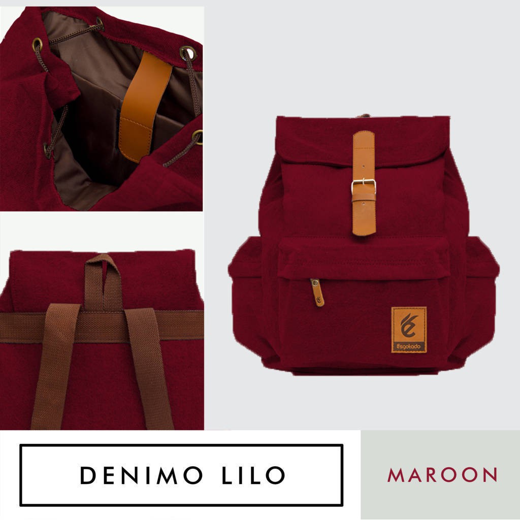 DENIMO LILO - Tas punggung kecil simpel laptop polos canvas kuliah kerja - Esgotado Bag Backpack
