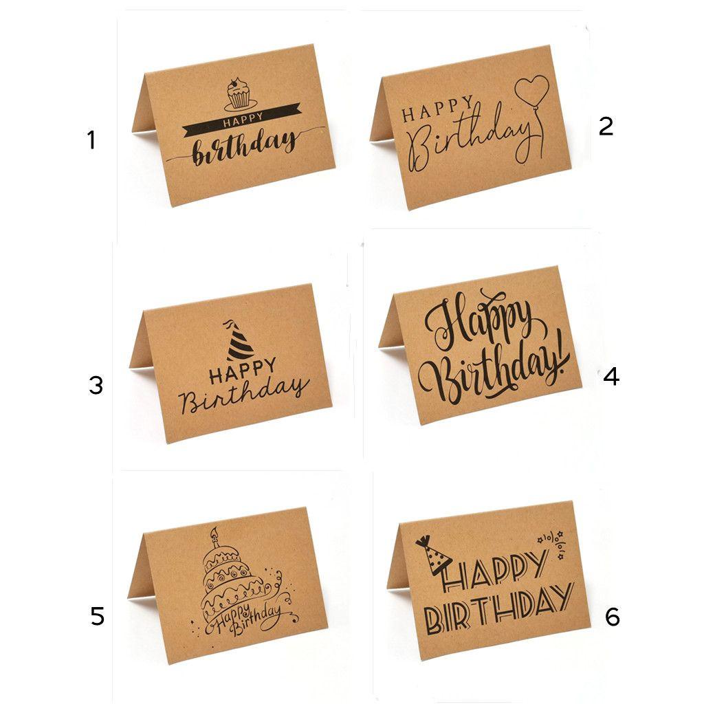 Solighter 10pcs Kartu Ucapan Ulang Tahun Postcard Best Wishes Happy Birthday Perlengkapan Pesta Kertas Kraft