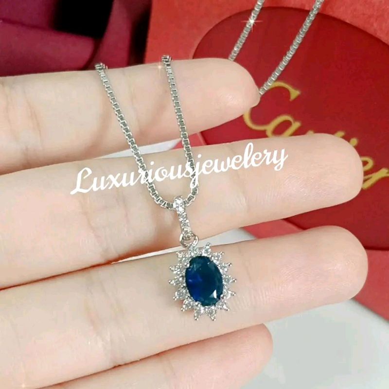 Kalung Blue Sapphire Replika Berlian Eropa