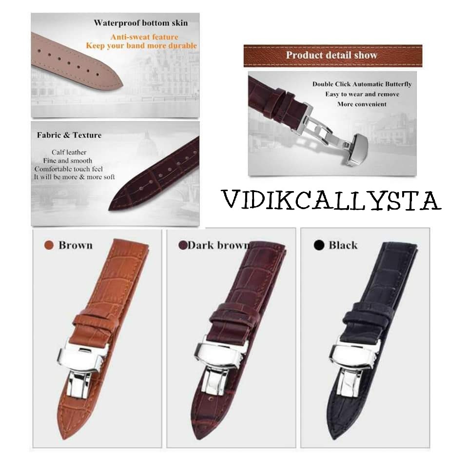 Tali jam strap leather mido 20mm 22mm