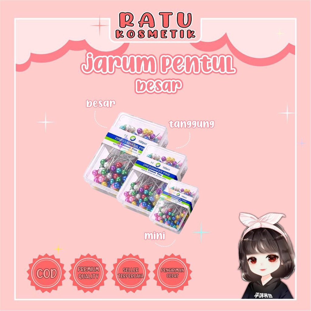 ❤ RATU ❤ Peniti | Jarum Pentul Mini [32 mm] / Jarum Pentol Hijab Besar Bulat [38 mm] | Cemiti