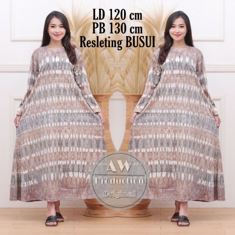 0Daster Kaos Batik Jumbo Lengan Panjang Resleting Busui Bumil Motif Abstrak Tie Dye