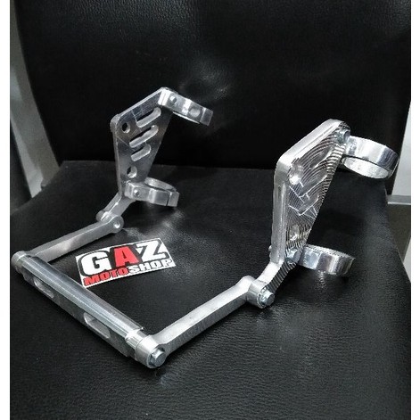Bracket Kupingan Lampu CB CNC Pesek As 31 33 mm Plus Pangkon Dudukan Plat Nomor Flexible GL Megapro Tiger Ninja Vixion Scorpio