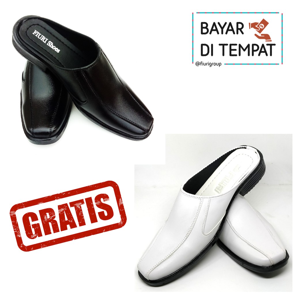 FIURI - BJ 6 HITAM 39-43 GRATIS BJ PUTIH- SEPATU PANTOFEL SELOP PRIA - SEPATU FORMAL PRIA - SEPATU PANTOPEL SLOP KERJA KANTOR COWOK MURAH - BUSTONG SLIP ON NIKAH PROMO DISKON - SEPATU PANTOPEL SENDAL KULIT LEBARAN HARI RAYA IDUL FITRI - FASHION PRIA