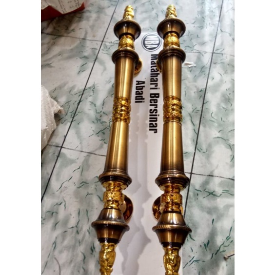handle pintu rumah kuningan cemara gold 45 cm modern klasik