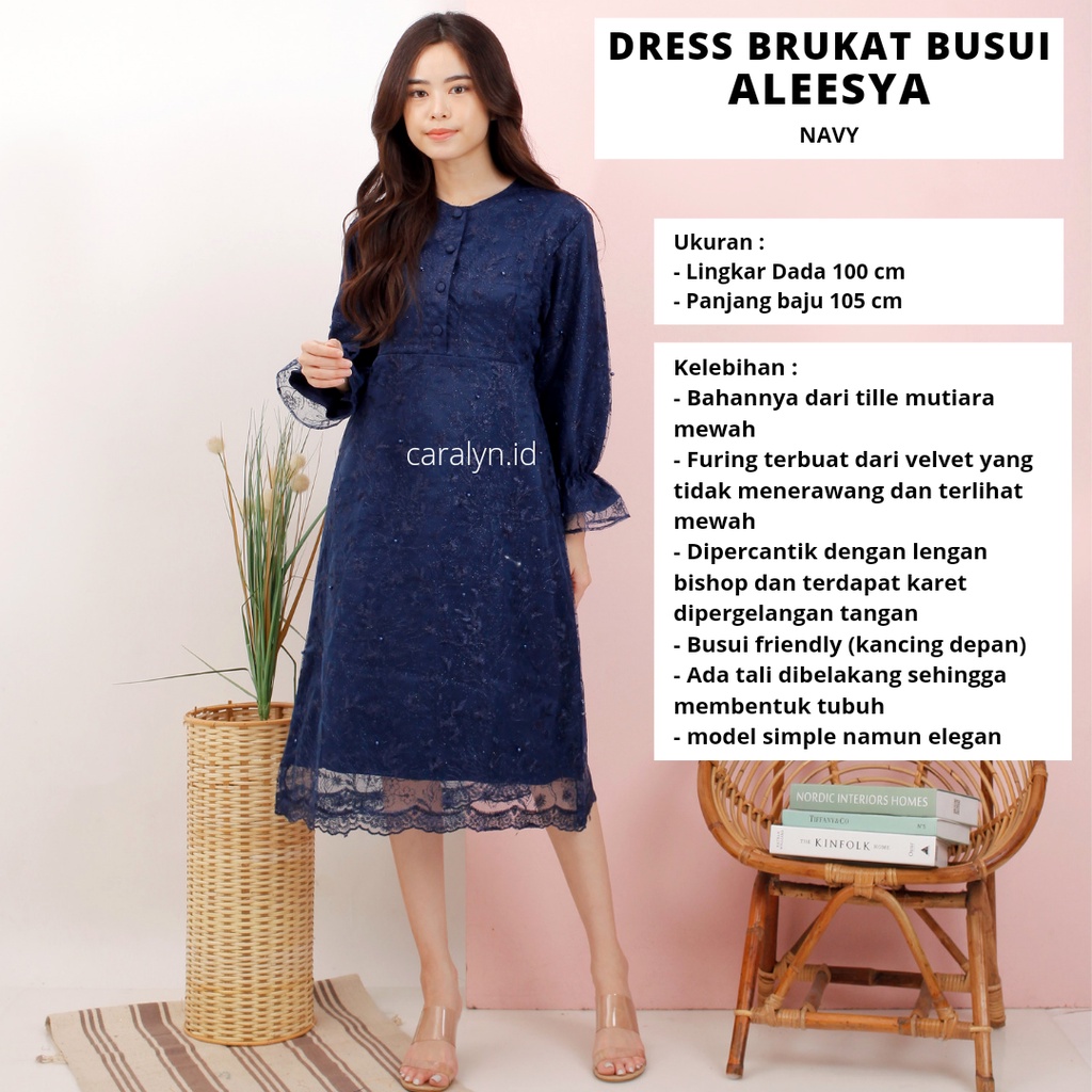 DRESS BRUKAT TUNIK ALEESYA DRESS KONDANGAN LENGAN PANJANG