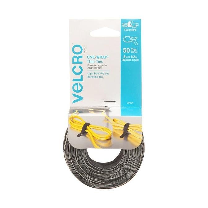 

[ varostore90 ] VELCRO One-Wrap Thin Ties 8 in x 0.5 in - Black/Grey