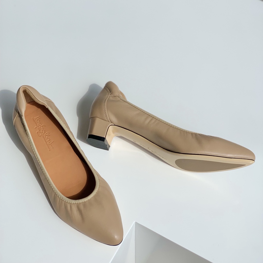 MINIVOG Square Toe Glazed Leather Ankle Strap Women Pump Shoe 