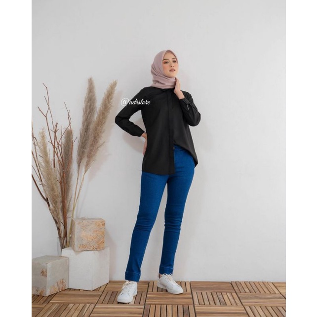 Kemeja Wanita Hitam Lengan Panjang Kemeja Kerja Hitam Wanita