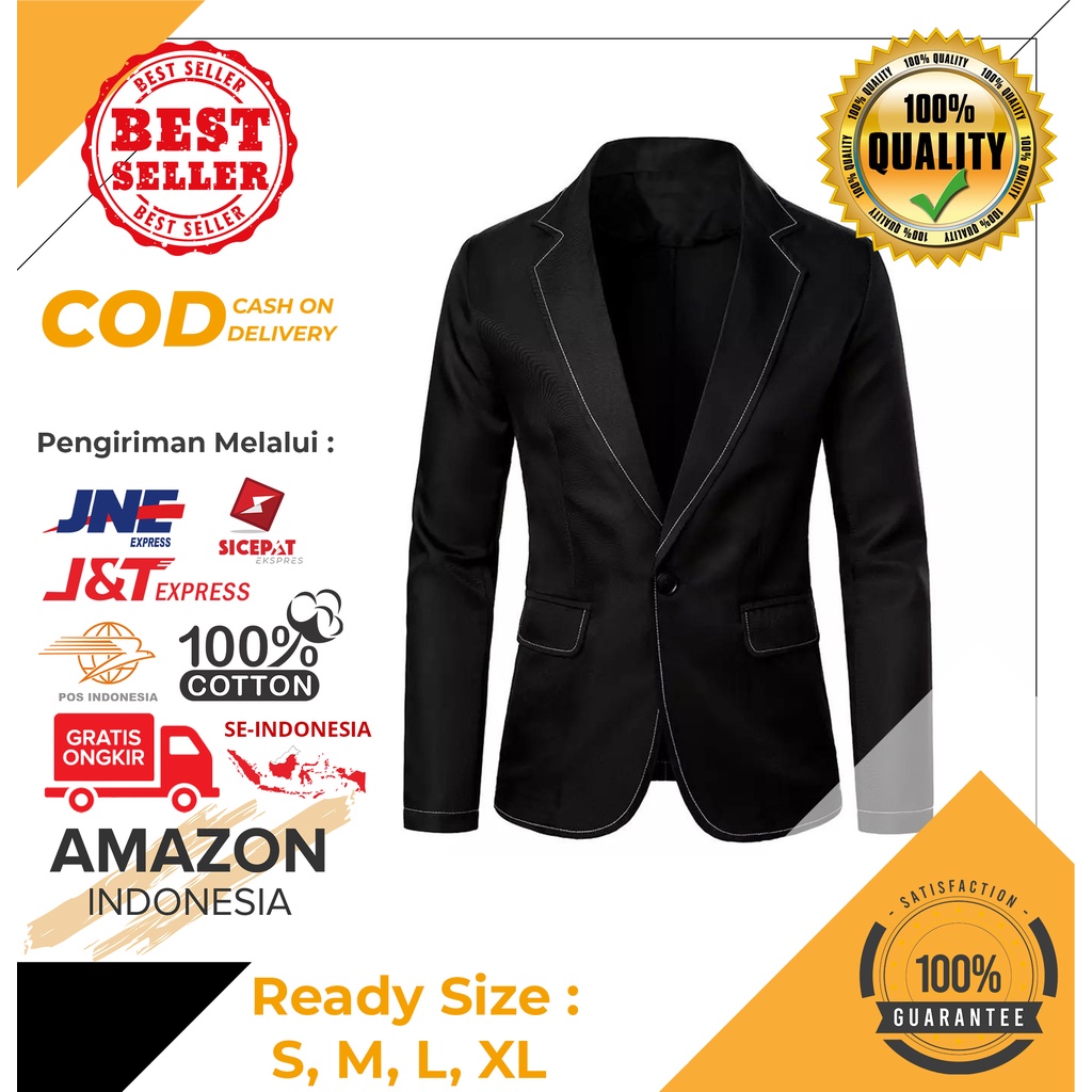 YANG LAGI HITS DICARI GAN Termurah Besline Warna Black Hitam Blazer Pria Cowo Kantor Kasual Formal Lengan Panjang