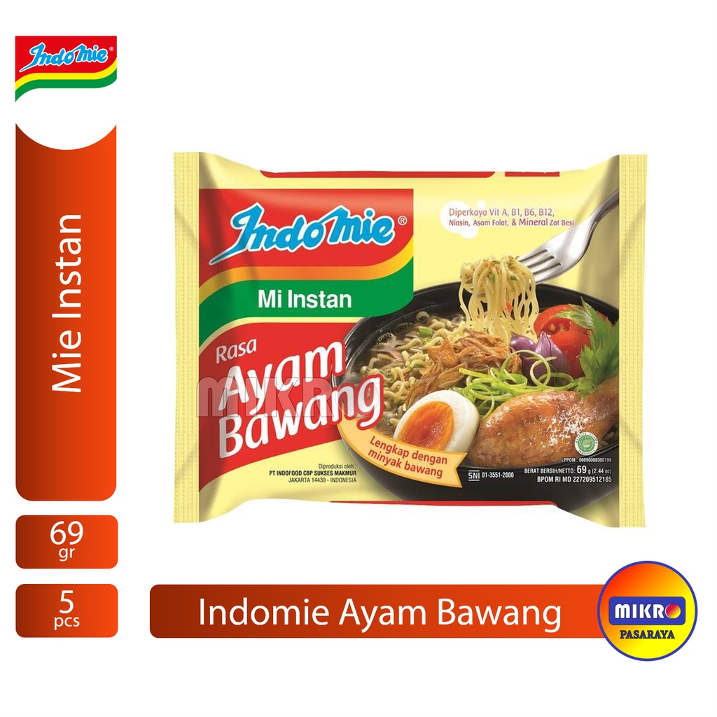 

Indomie Ayam Bawang Kuah mie instan [69 gr x 5 pcs] - AYAM BAWANG