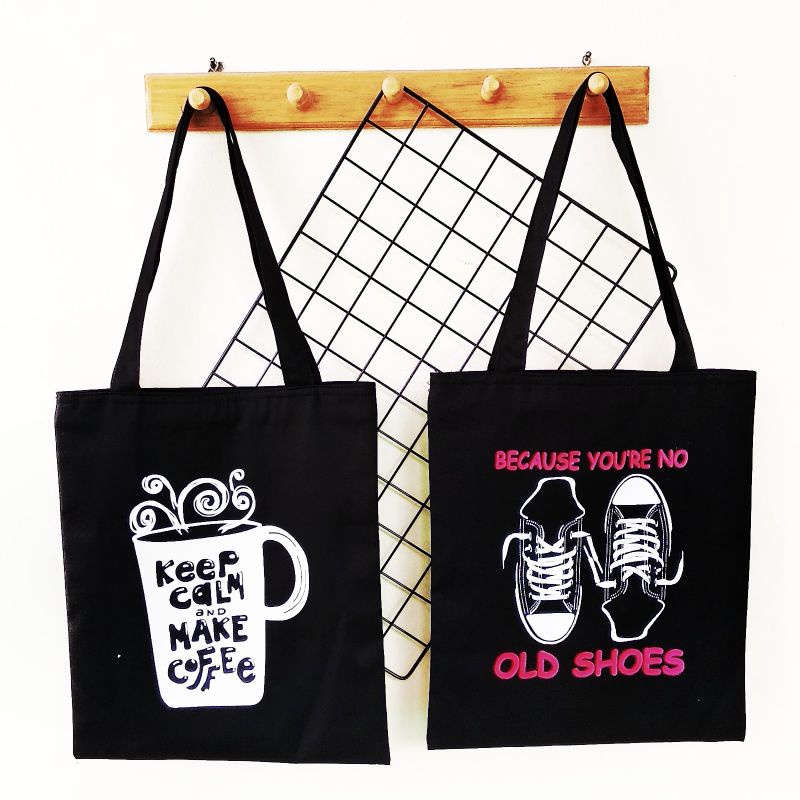 Totebag Hitam Gambar / Motif / Tas Drill