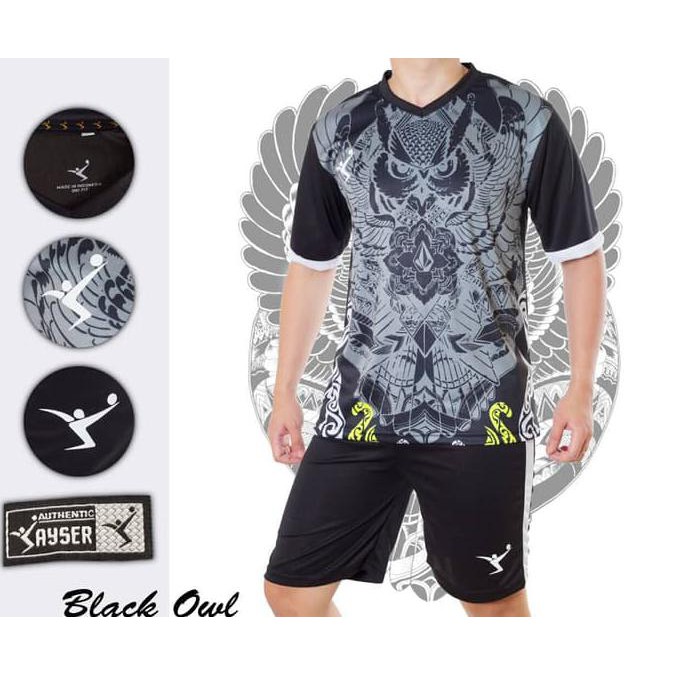 NEW BLACK OWL baju kaos stelan setelan jersey futsal sepak bola kayser