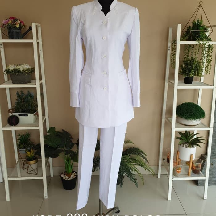 BAJU BLAZER PERAWAT WANITA PUTIH PUTIH SUSTER RUMAH SAKIT BIDAN SRAGAM