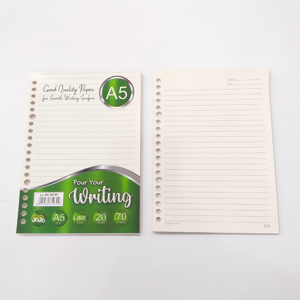 

ISI LOOSE LEAF//REFIL BINDER PAPER JOJO A5 BOOKPAPER GARIS/PLAIN POLOS