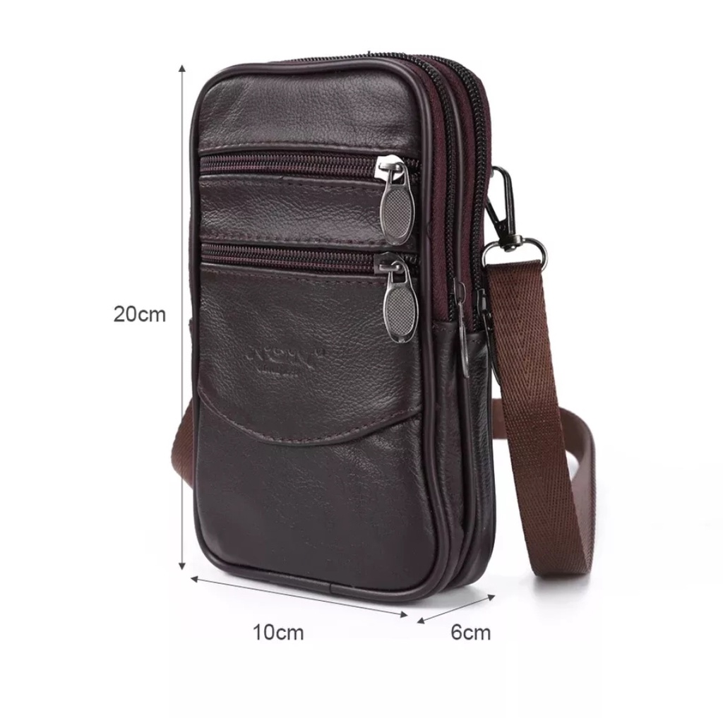 Sarung Hp Kulit Asli 100% Dompet Hp Kulit Asli Dengan 2 Slot Untuk HP 5,5"-6,3" Sarung Hp Pinggang