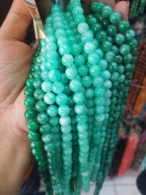 Grosir Batu giok salju 8mm bahan gelang Kuarsa Alami