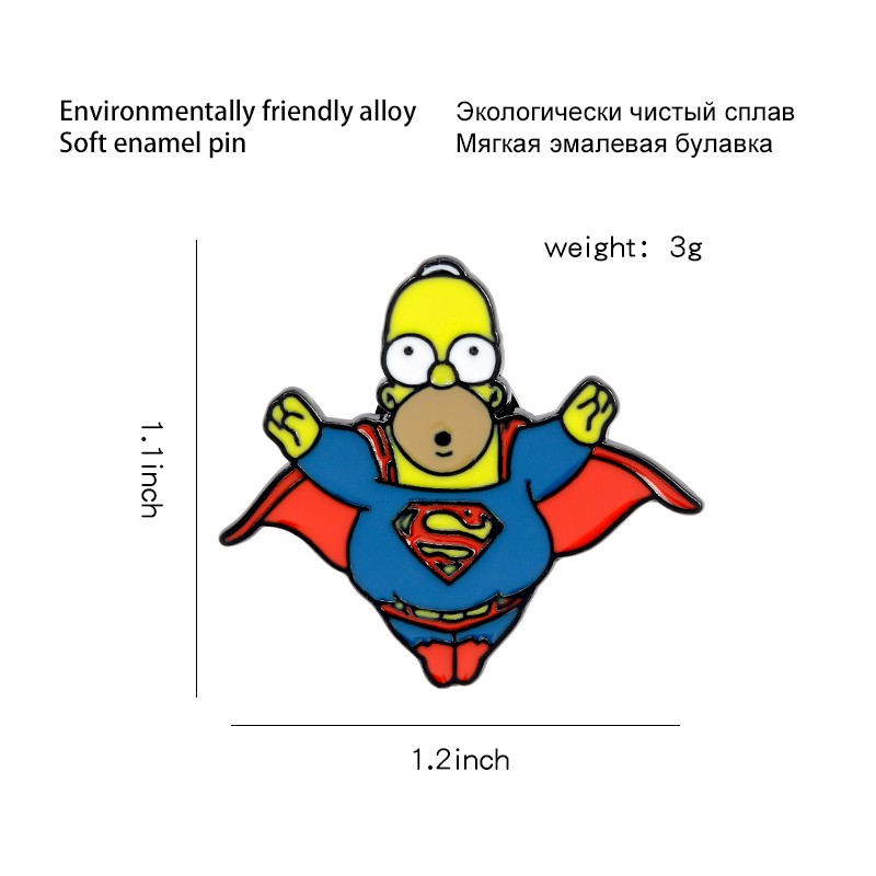 Bros Pin Enamel Desain Kartun Simpson Superman Untuk Kerah Pakaian