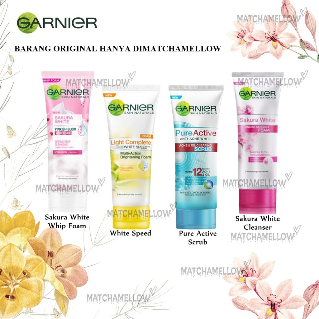 ❄️MATCHA❄️ GARNIER FACIAL FOAM / LIGHT COMPLETE / SAKURA WHITE WHIP / PURE ACTIVE SCRUB SABUN WAJAH