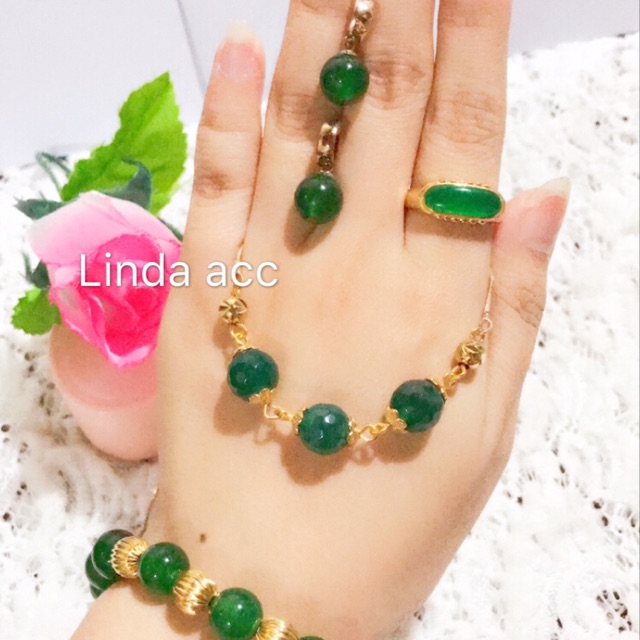 set giok bisa satuan kalung isi batu giok 3 butir