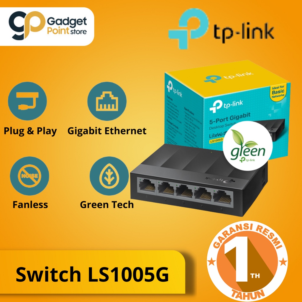 TP Link LS1005G Desktop Switch 5 Port Gigabit Up to 1000Mbps - Garansi Resmi 2 Tahun