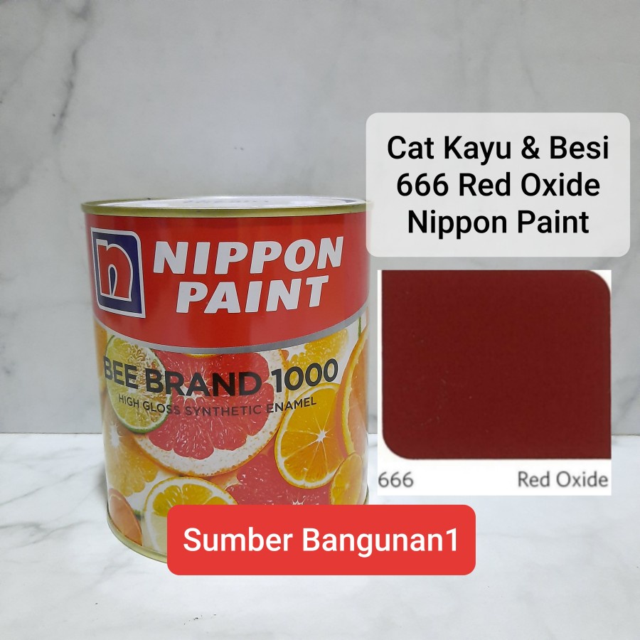 Cat Kayu 666 red oxide nippon paint minyak coklat maroon merah pintu