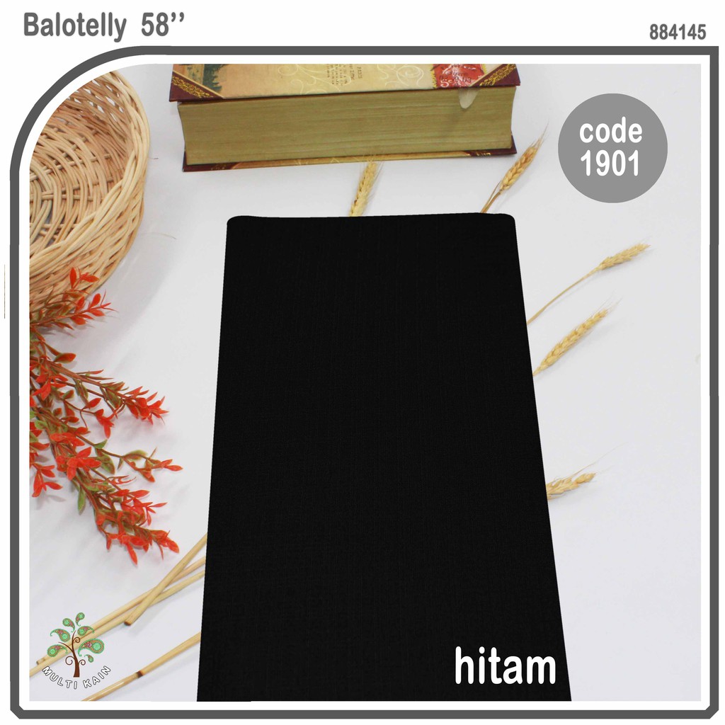 Bahan multi Kain Balotelly / Balotelli / baloteli Polos high twist polyester Meteran Harga Grosir-1901 hitam