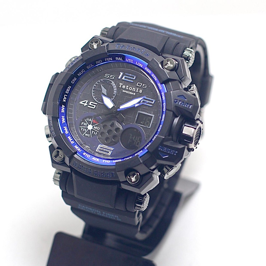 Tetonis 2412 - Jam Tangan Sport Pria - Dual Time Mode - Rubber Strap - Original