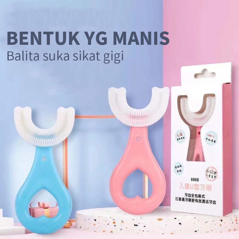 Sikat gigi untuk balita &amp; anak usia 2-12 tahun, U-shape, harga termurah.