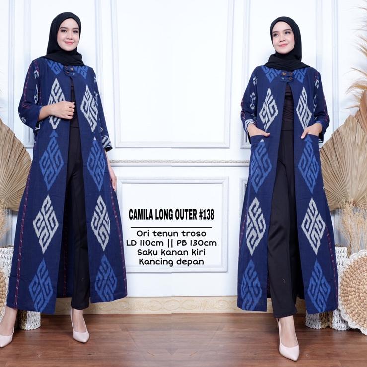 Sangat Nyaman.. Long Cardi Bahan Tenun Troso Premium Long Outer Tenun Camila
