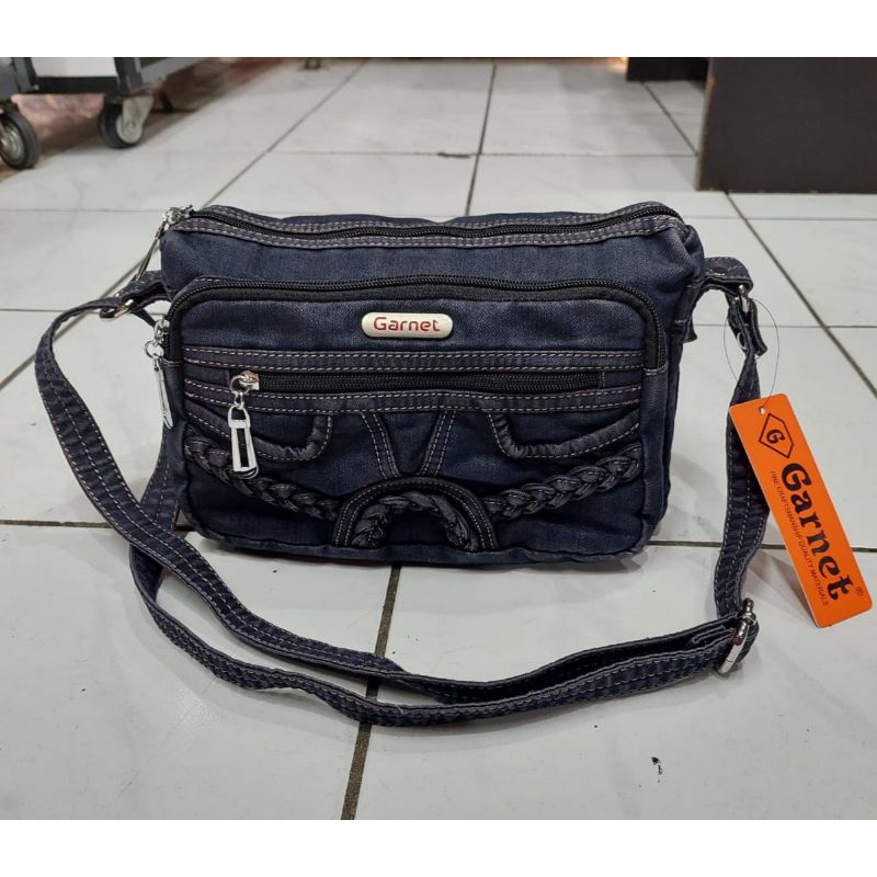 Tas slempang wanita bahan jeans denim tebal kuat jahitan rapi