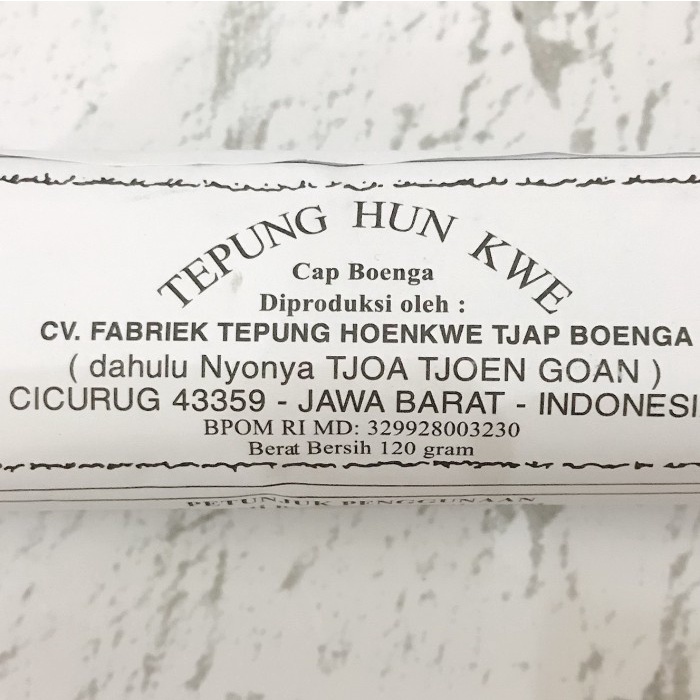 

gtg2011bb Tepung Hun Kwe Cap Boenga 120G/120 G - Hunkue - Hunkwe - Hun Kue Da01D100