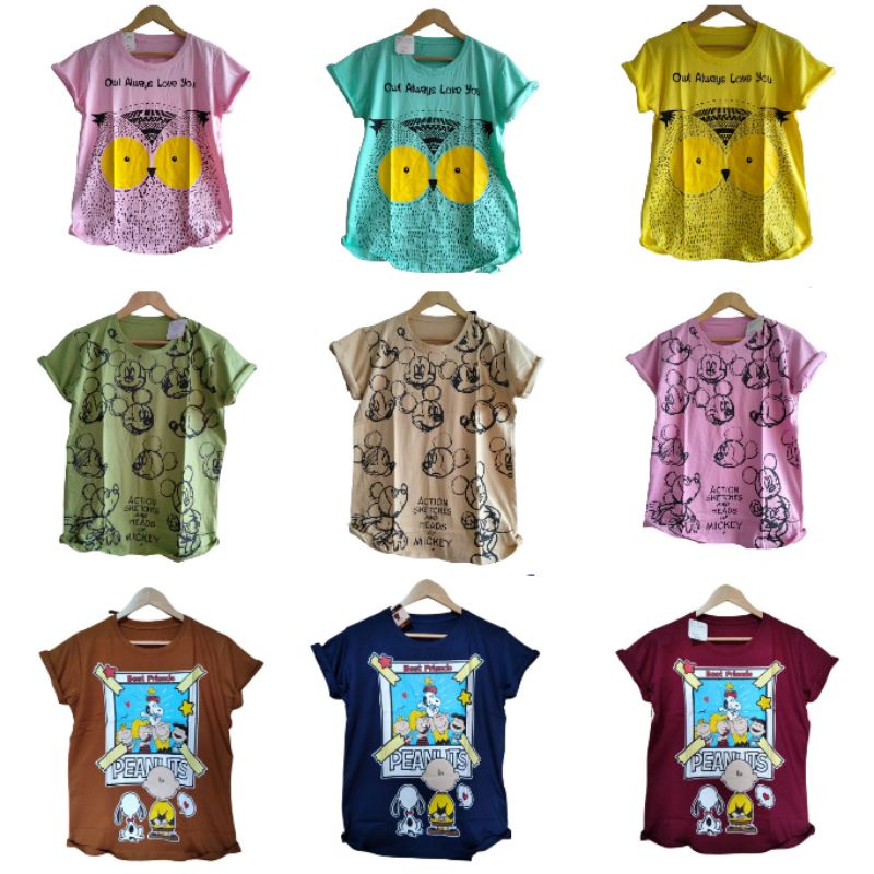 Kaos XL C combed cotton lucu kartun oreenjy bordir