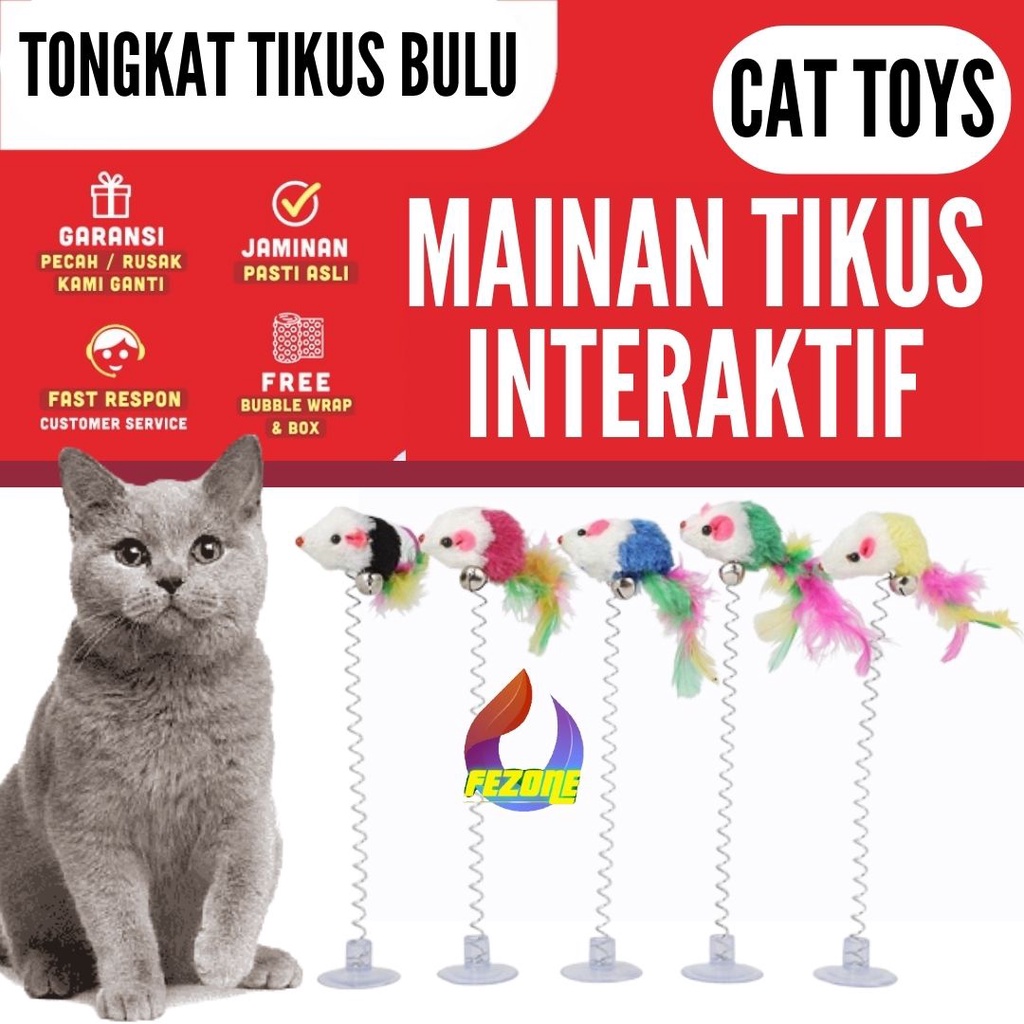 Mainan Kucing Tikus Goyang Mainan Tongkat Per Tikus Bulu Untuk Kucing Jadi Lebih Aktif Lincah dan Gembira FEZONE