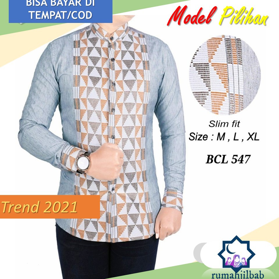 Baju Koko Pria Grey Mozaic Trend 2021 Ala Santri Modern KS62 BCL547