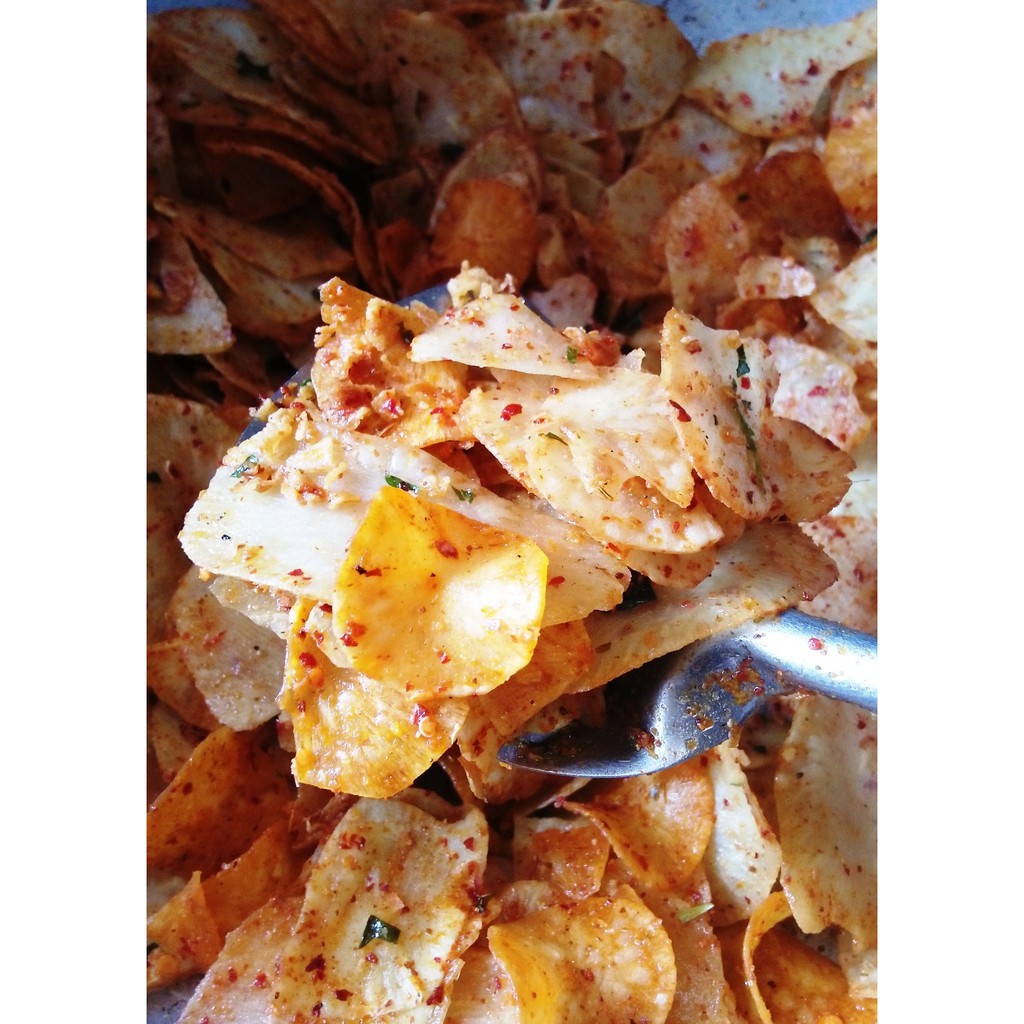 

Keripik Singkong Pedas Daun Jeruk Bunda