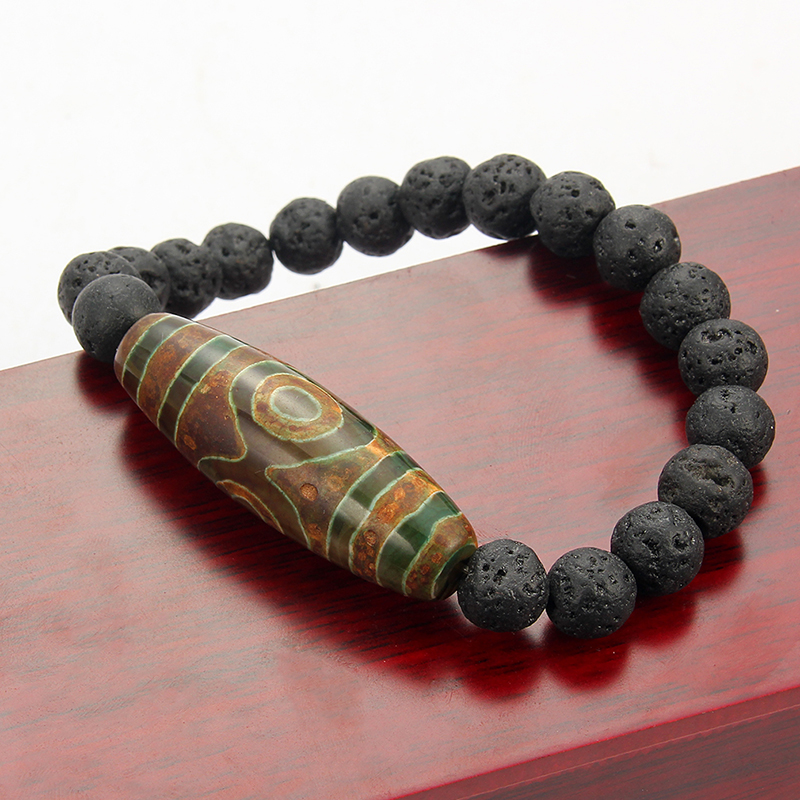 [Women &amp; Men Natural Lava Volcanic Stone Agate Beads Bracelet] [Stress Relief Healing Chakra Yoga Lucky Bracelet] [Jewellery Accessories Gifts]