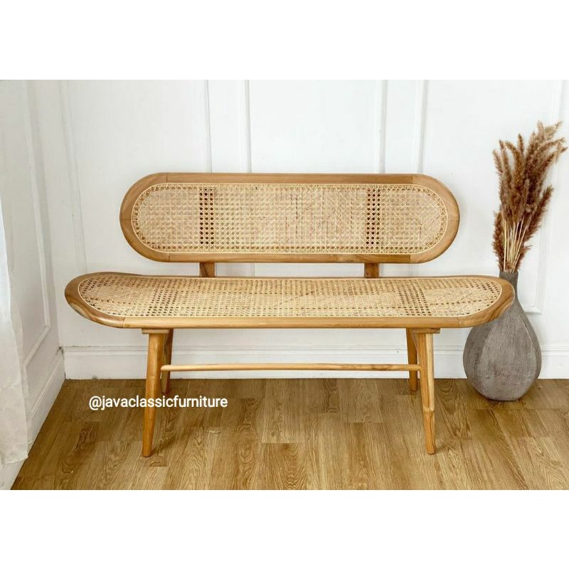 KURSI BANGKU KACANG ROTAN VINTAGE RETRO CAFE ANTIK UNIK BISA UNTUK TERAS SANTAI OUTDOOR INDOOR SANDA