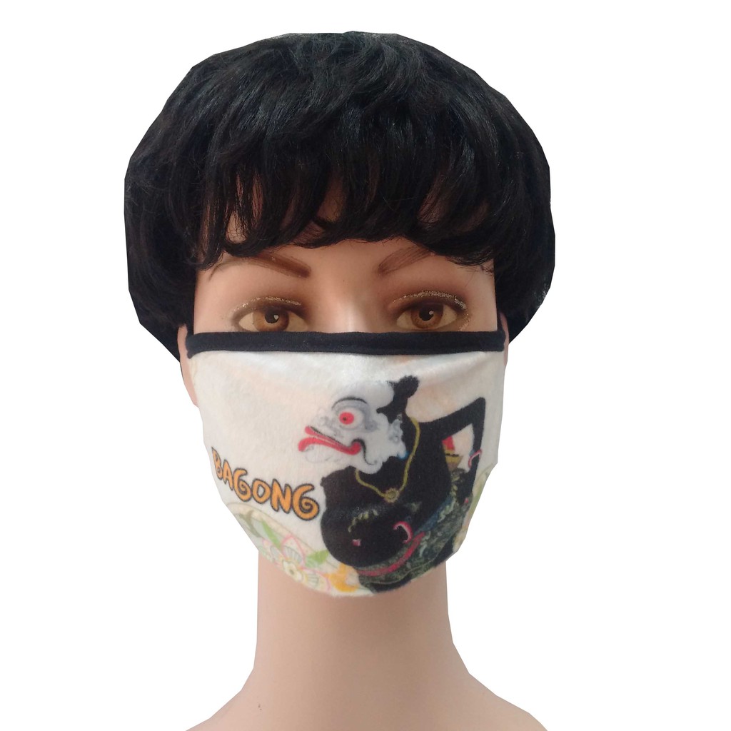 Masker Kain 3 Lapis-Ply Katun Wayang Bagong - Masker Kain Wayang Bagong - Masker Bagong