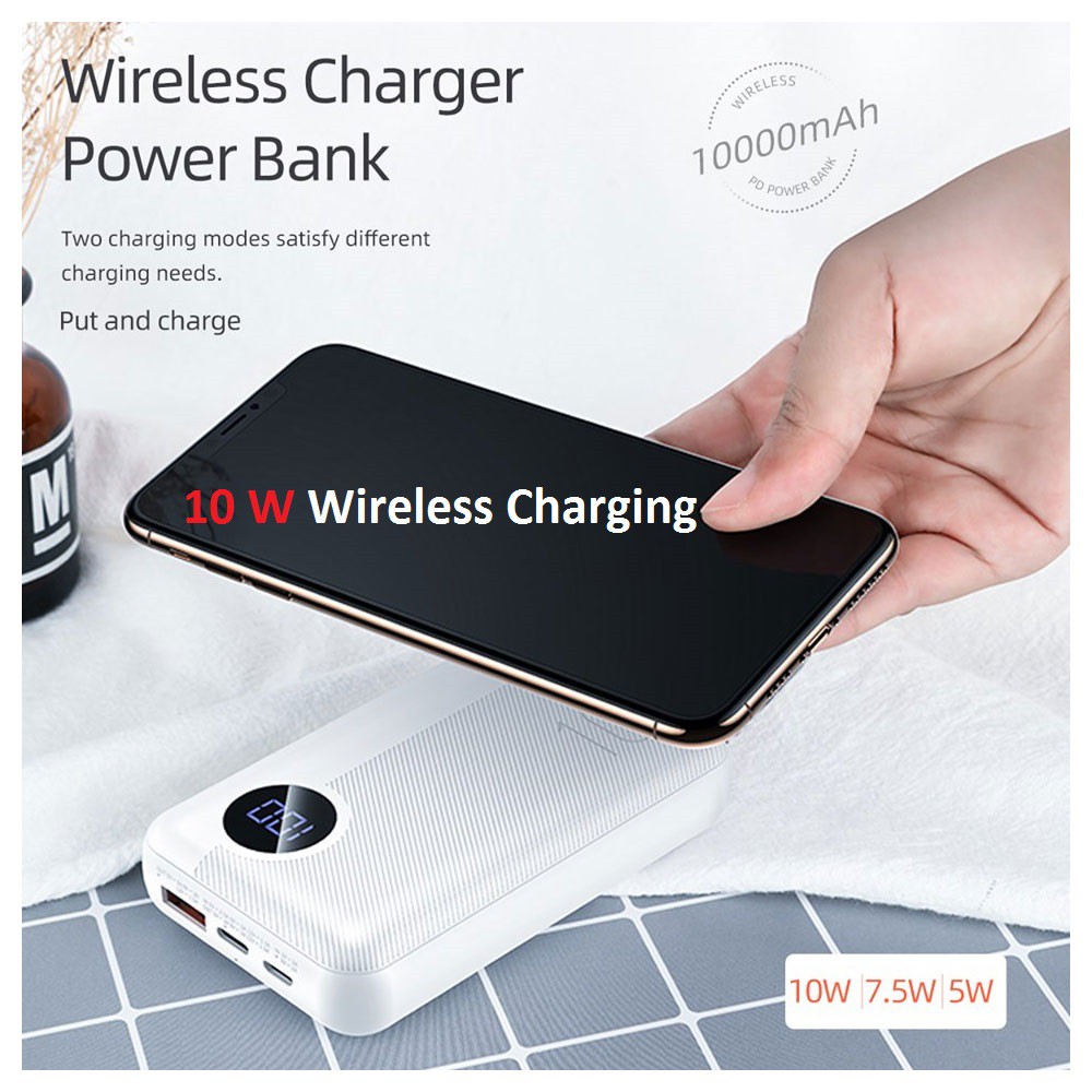 ROCK P75 Wireless Powerbank 10000mAh - PD - QC3 Fast Charge