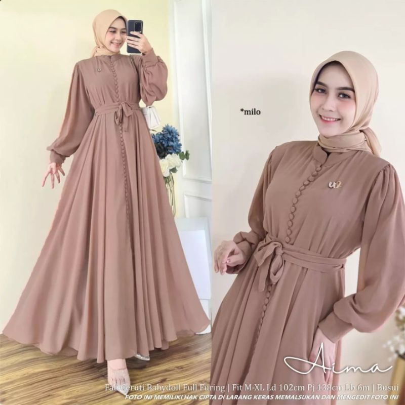 DRESS BUSUI FRIENDLY CERUTY PREMIUM/AIMA SERIES DRESS FULL FURRING SHEYLA DRESS MAXY/FASHION MUSLIM KEKINIAN/FAR MOSLEMSTORE