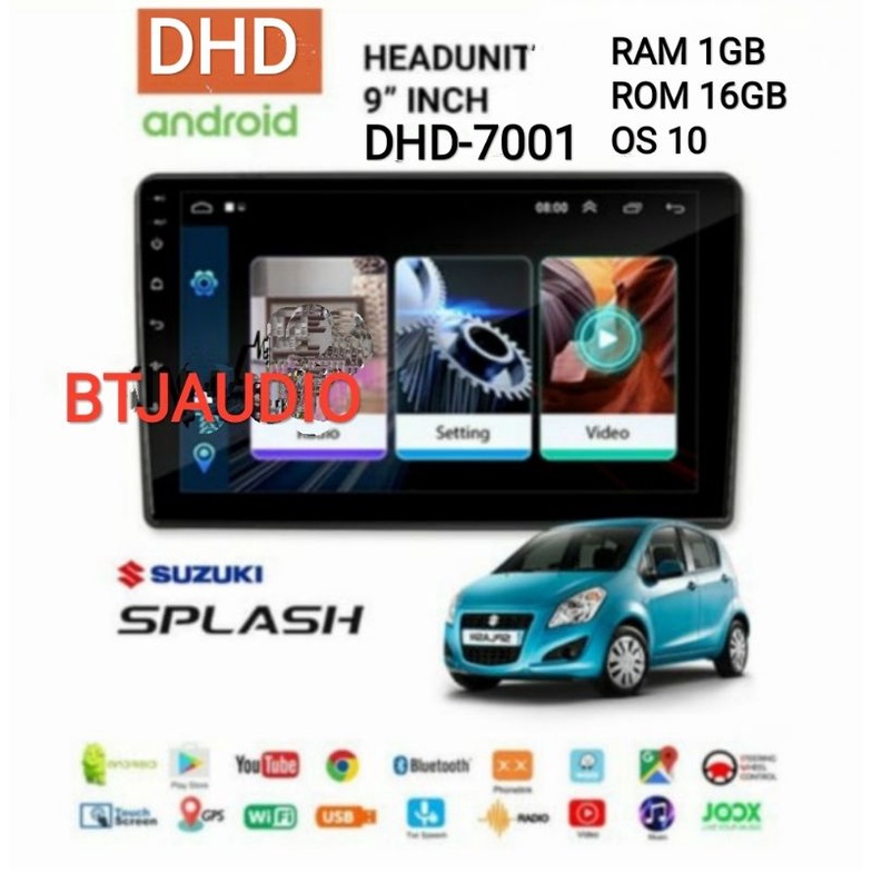 HEAD UNIT TAPE TV MOBIL DOUBLE DIN ANDROID OEM SUZUKI SPLASH LAYAR 9 INCH