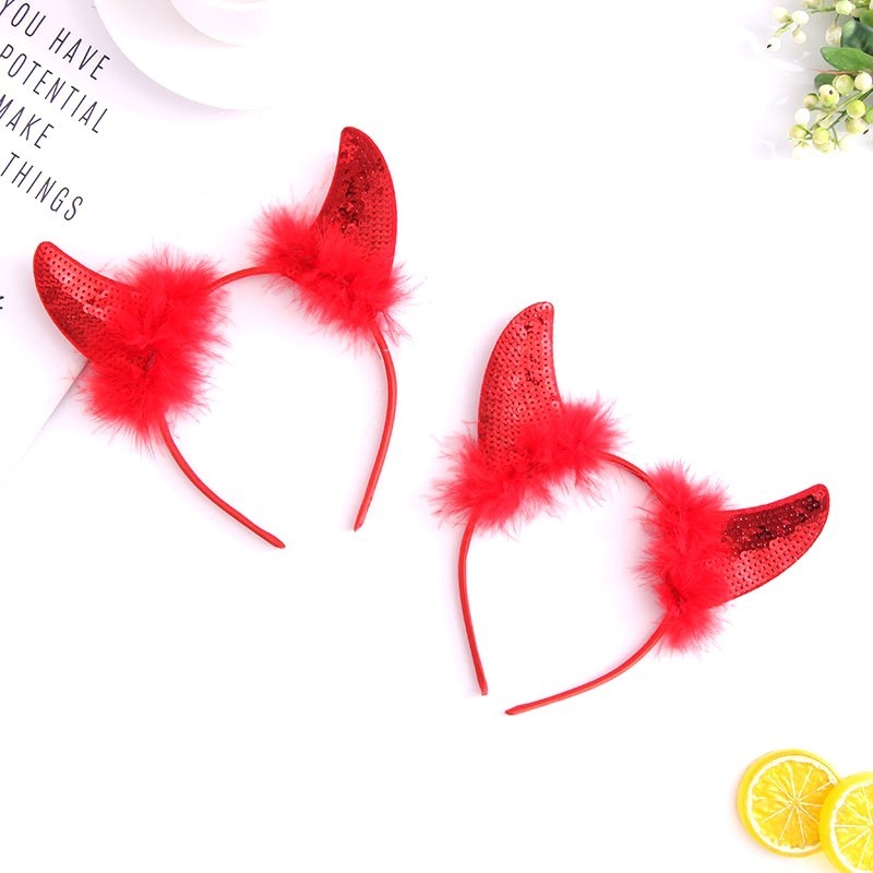 Bando Red Devil Tanduk Merah Kostum Cosplay Halloween Murah Headband