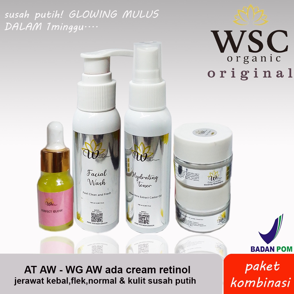 Wsc organic skincare paket kombinasi wsc organik skincare at aw wg aw paket flek normal jerawat big atau mini