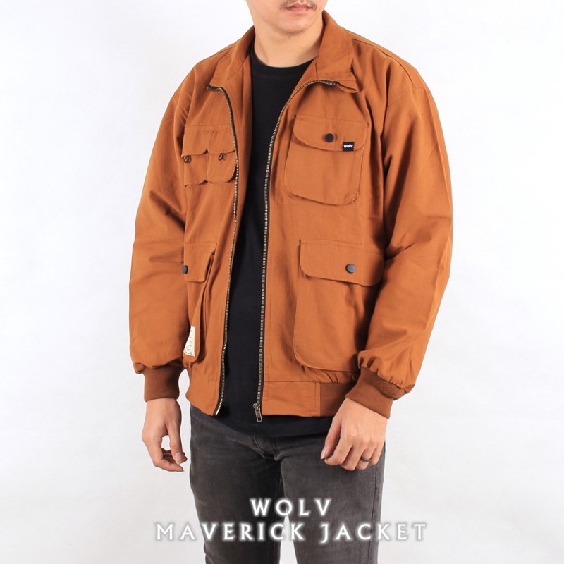 [SIAP KIRIM] JAKET BOMBER PRIA KANVAS MAVERICK WOLV NEW