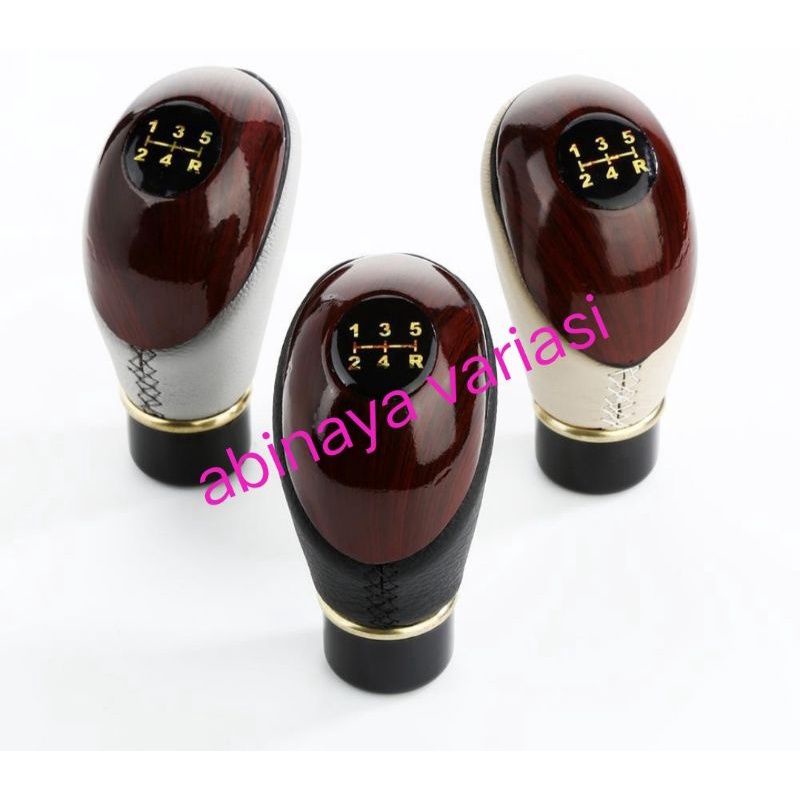 Gear Knob Mobil AGYA AYLA Manual Shift Knob Motif Kayu Kulit