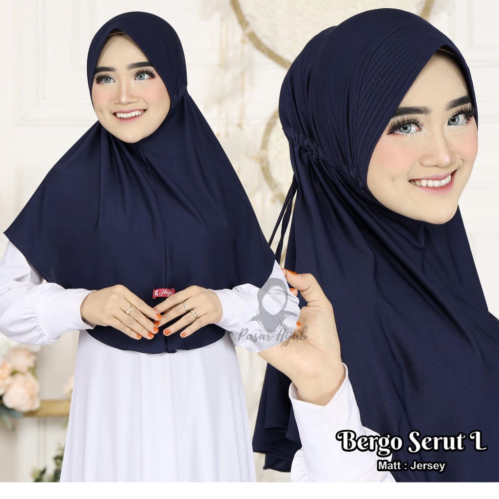 Jilbab Instan Bergo Serut Size L Hijab Instan Jersey Premium Ori Nayla Hija'b Kerudung Bergo Pasar Hija'b