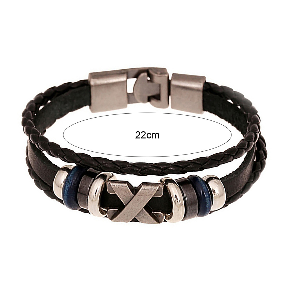 Gelang Multilayer Adjustable Bahan Kulit Untuk Pria