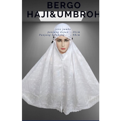 Bergo katun putih haji dan umroh jumbo